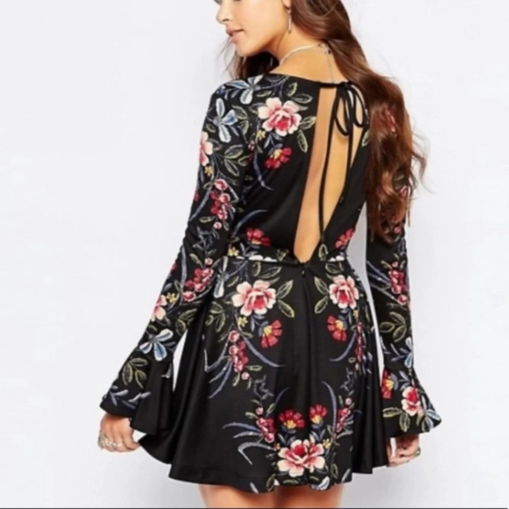 Free People Date Night Black Long Sleeve Mini - Picture 2 of 7
